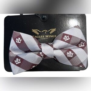 Eagles Wings Maroon and White Checkered Bow Tie